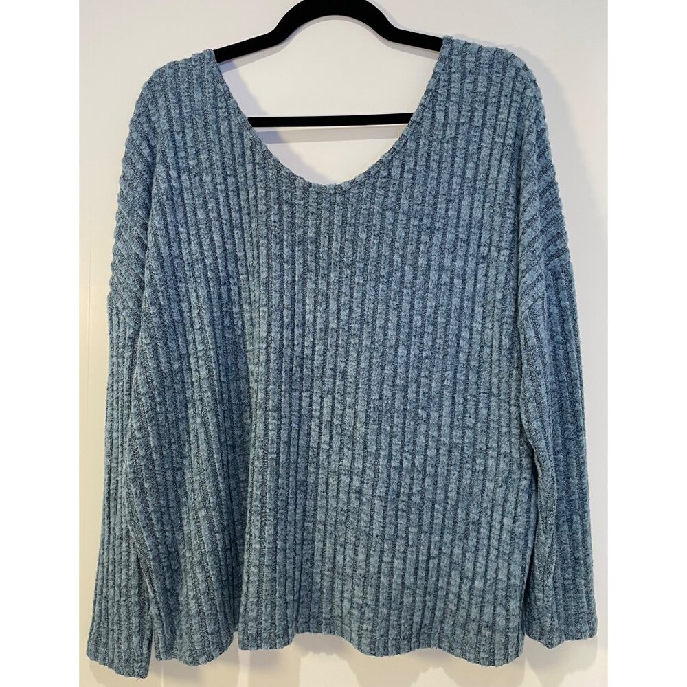Romwe Womens Ribbed Scoop Neck Pullover Sweater Size M Fitted Preppy 90s‎ Staple